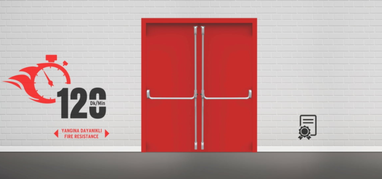 Çift Kanatlı Yangına Dayanıklı Metal Kapı